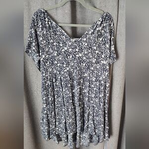 Knox Rose Floral Short Sleeve Dress – Size XL  Boho Peasant Style Navy & White